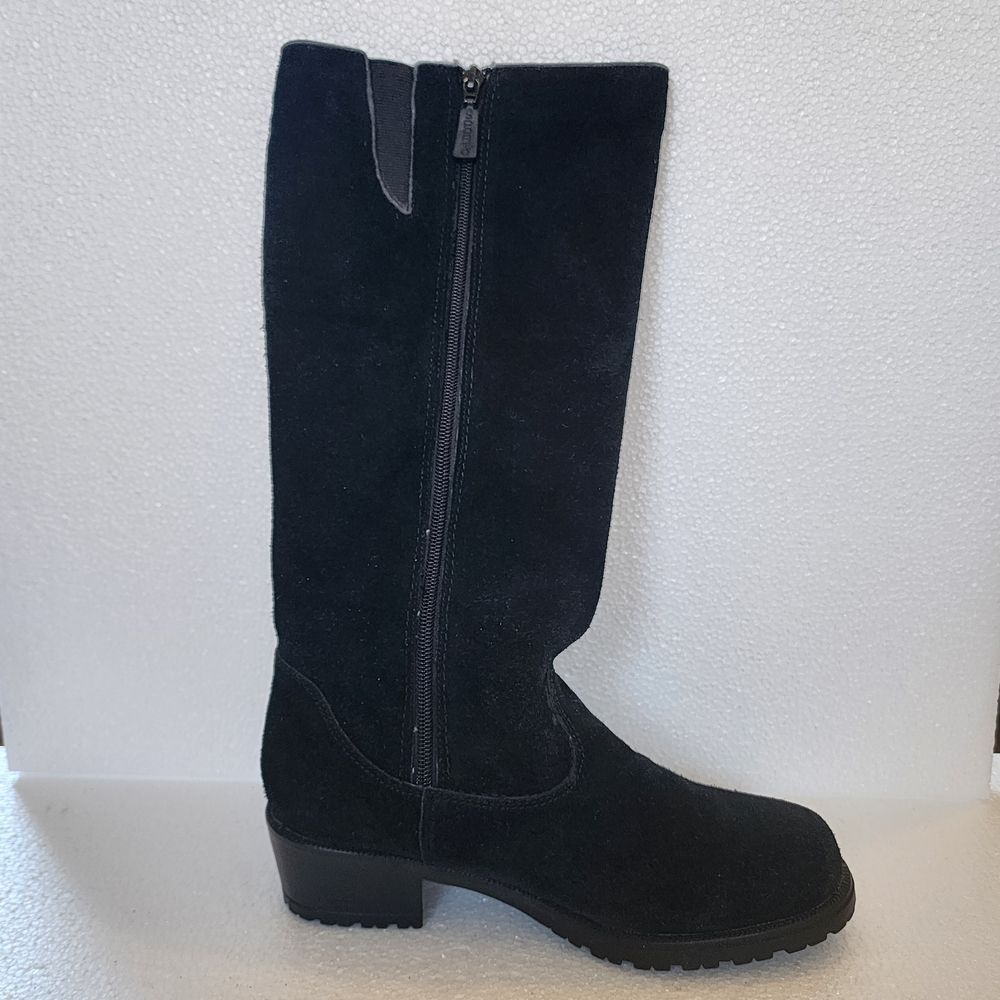 Sporto Women's Black Suede Mid-Calf Heeled Boots